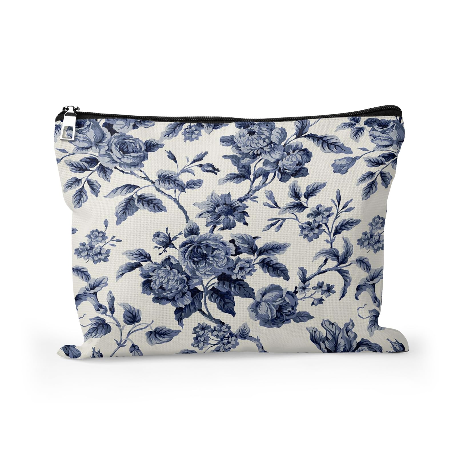 Cafl Hawaiian Palm Leaf Makeup Bag Tropical Palm Trees Cosmetic Bag Zipper Pouch Large Toiltry Bag Travel Linen Make Up Organizer Purse for Women 10×8Inch